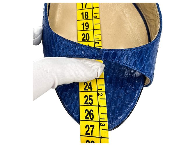 Jimmy Choo Sandali in pelle esotica Lance 40 Tacco 10 cm Blu - vista 8