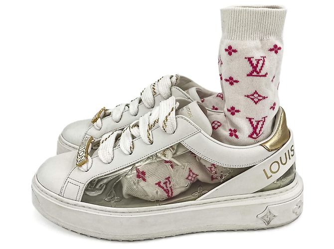 Louis Vuitton Leder-Sneaker mit Socken 39 Monogram Weiß - Ansicht 2