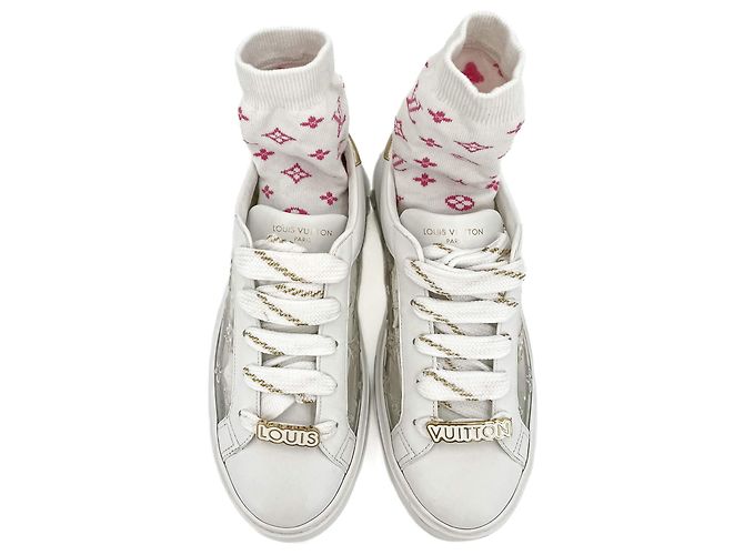 Louis Vuitton Leder-Sneaker mit Socken 39 Monogram Weiß - Ansicht 4