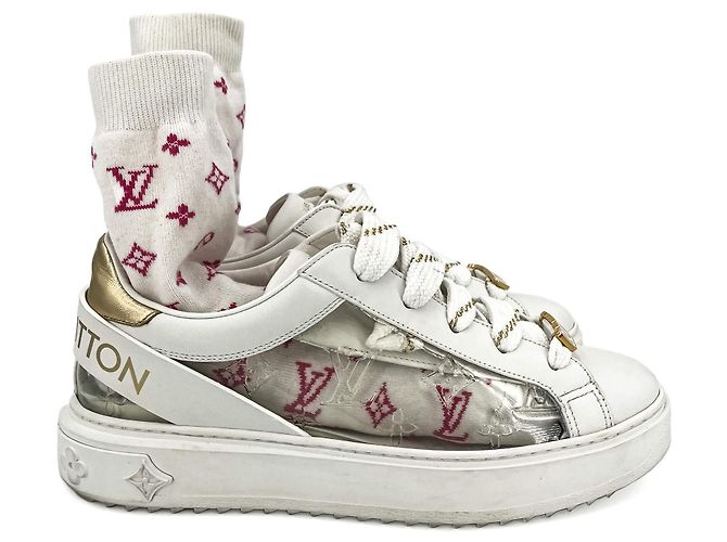 Louis Vuitton Leder-Sneaker mit Socken 39 Monogram Weiß - Ansicht 5