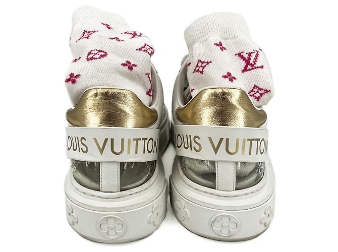 Louis Vuitton Leder-Sneaker mit Socken 39 Monogram Weiß - Ansicht 6
