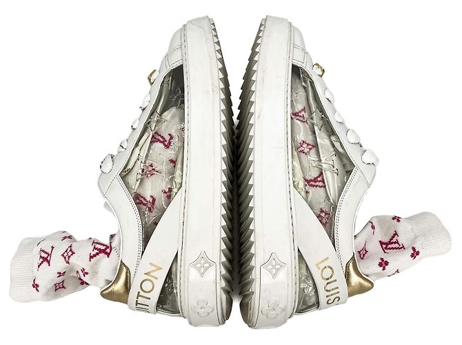Louis Vuitton Leder-Sneaker mit Socken 39 Monogram Weiß - Ansicht 7