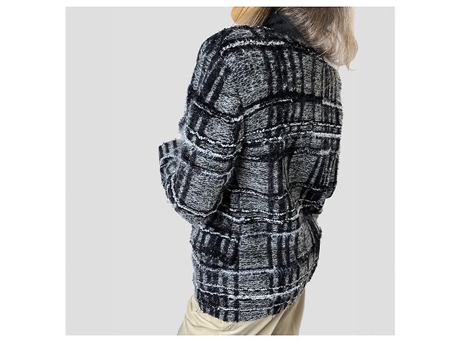 Balmain Doppelt gefütterte Karierte Tweed- und Viskose-Blazer 38 Schwarz & Weiß - Ansicht 4