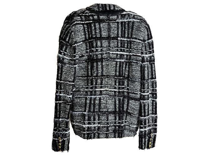Balmain Doppelt gefütterte Karierte Tweed- und Viskose-Blazer 38 Schwarz & Weiß - Ansicht 6