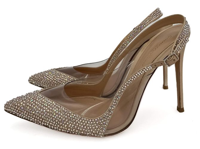 Gianvito Rossi Décolleté in pelle rosa con cinturino slingback e cristalli 40 - vista 2
