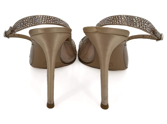 Gianvito Rossi Décolleté in pelle rosa con cinturino slingback e cristalli 40 - vista 5