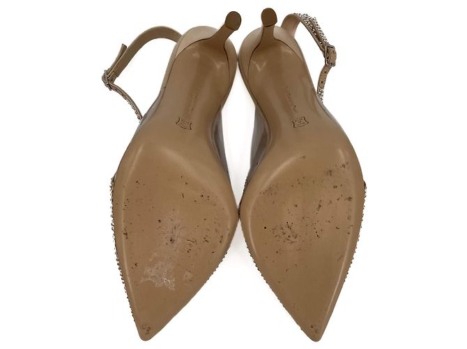 Gianvito Rossi Décolleté in pelle rosa con cinturino slingback e cristalli 40 - vista 8