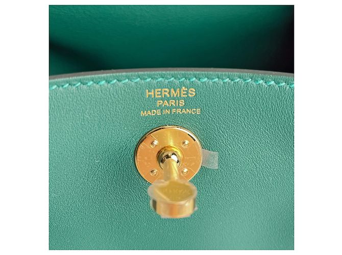 Hermès Lindy Mini Swift Pelle Crossbody Verde - vista 11