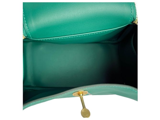 Hermès Lindy Mini Swift Pelle Crossbody Verde - vista 12