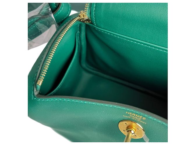 Hermès Lindy Mini Swift Pelle Crossbody Verde - vista 13