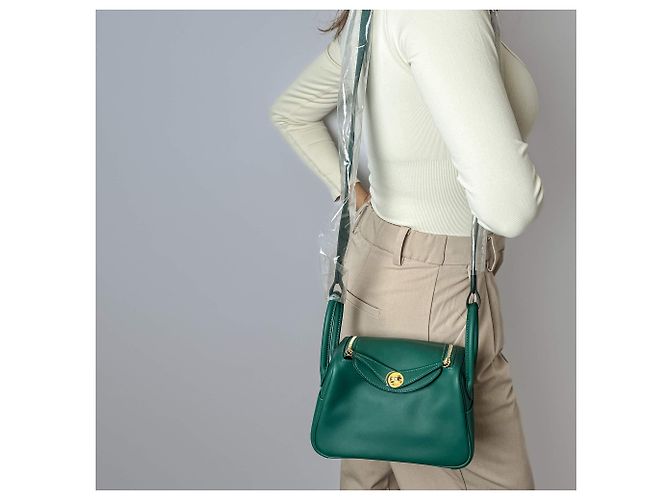 Hermès Lindy Mini Swift Pelle Crossbody Verde - vista 4