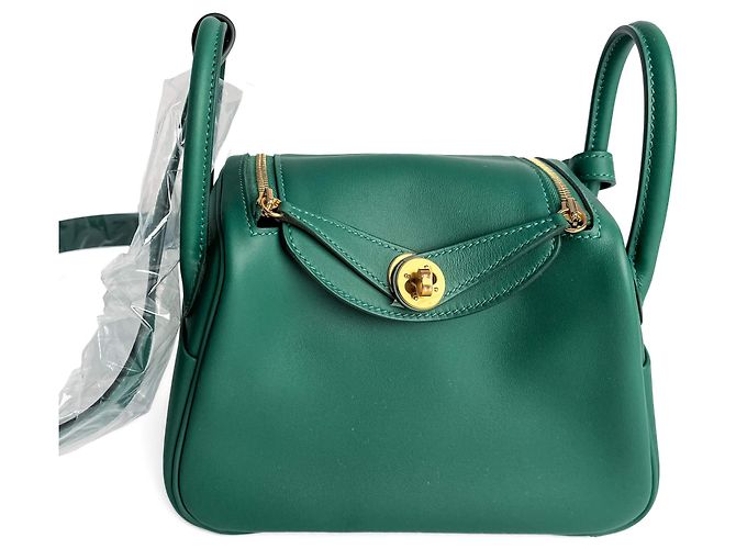 Hermès Lindy Mini Swift Pelle Crossbody Verde - vista 6