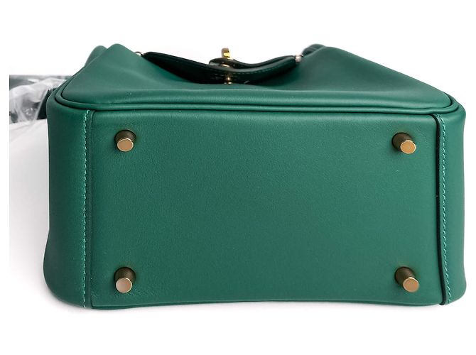 Hermès Lindy Mini Swift Pelle Crossbody Verde - vista 9