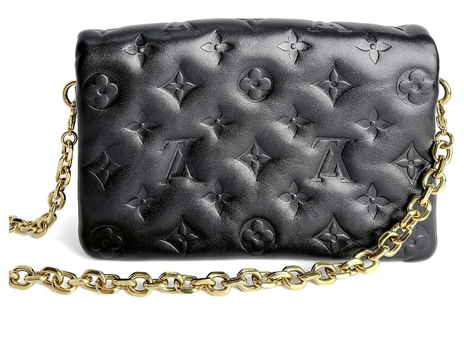 Coussin Louis Vuitton Cuscino Pochette Monogramma Embossato Pelle 3 Modi Messenger Crossbody Nero - vista 6