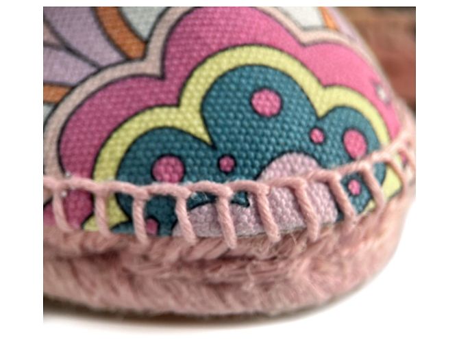 Hermès Flache Espadrille aus Canvas 41 Rosa Mehrfarben - Ansicht 10