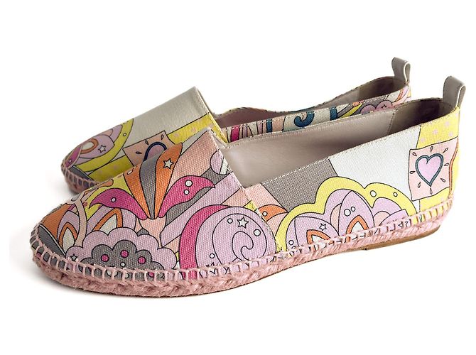 Hermès Flache Espadrille aus Canvas 41 Rosa Mehrfarben - Ansicht 4