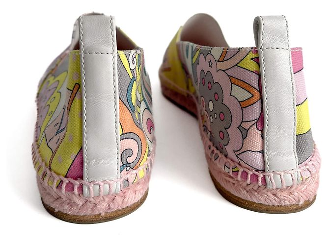 Hermès Flache Espadrille aus Canvas 41 Rosa Mehrfarben - Ansicht 5