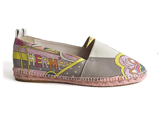 Hermès Flache Espadrille aus Canvas 41 Rosa Mehrfarben - Ansicht 6