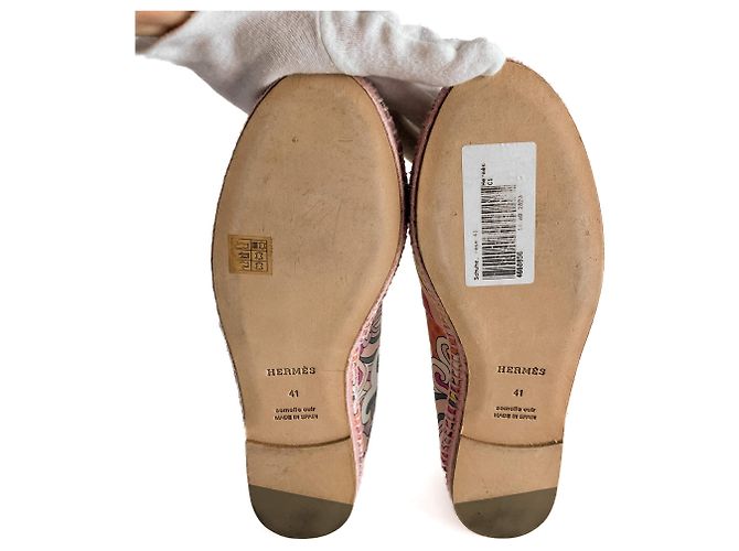 Hermès Flache Espadrille aus Canvas 41 Rosa Mehrfarben - Ansicht 8