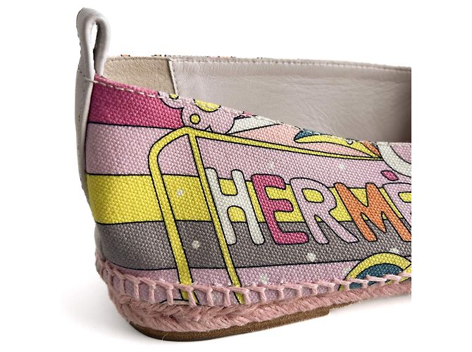 Hermès Flache Espadrille aus Canvas 41 Rosa Mehrfarben - Ansicht 9