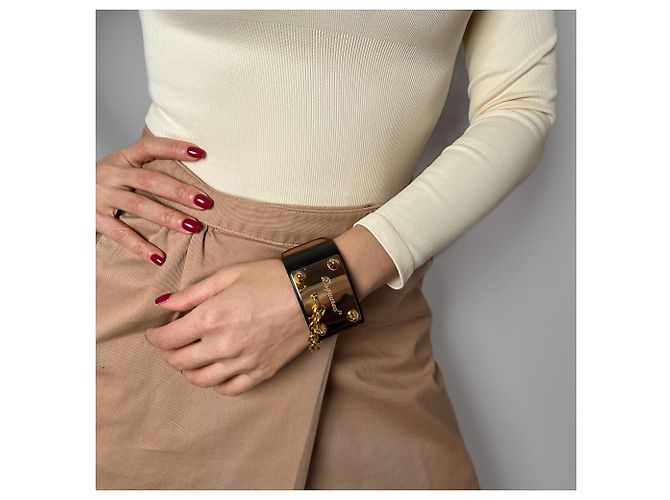 Autre Marque Bracciale in pelle 18 CM Nero - vista 2