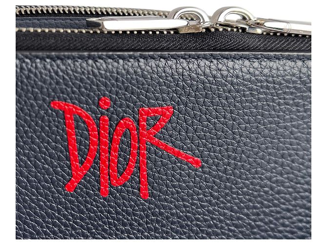 Dior x Shawn Stussy Borsa a tracolla in pelle 2 vie blu - vista 5