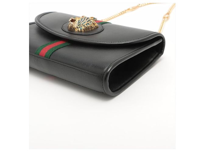 Gucci Borsa a spalla in pelle a righe Rajah Small con pattina 2 modi nera Nero - vista 4