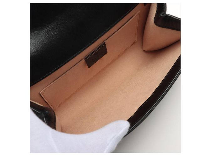 Gucci Borsa a spalla in pelle a righe Rajah Small con pattina 2 modi nera Nero - vista 5