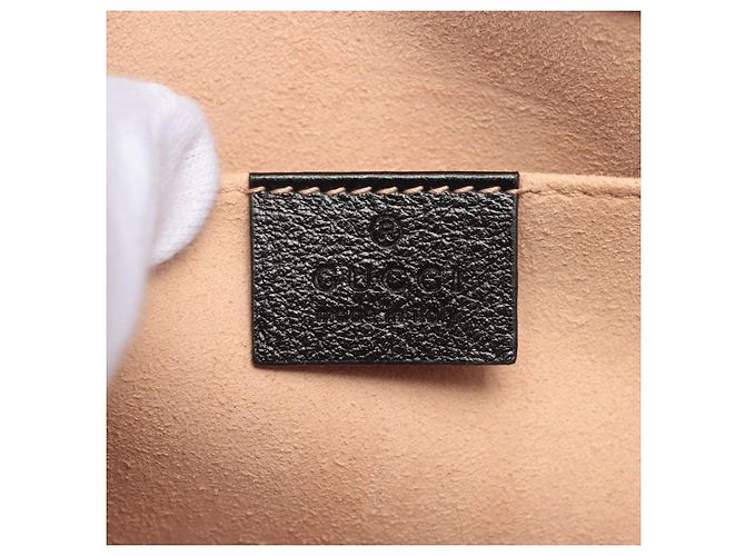 Gucci Borsa a spalla in pelle a righe Rajah Small con pattina 2 modi nera Nero - vista 6
