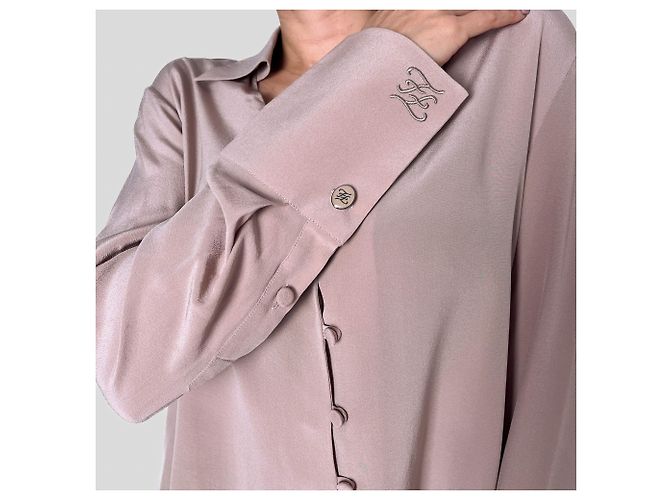 Fendi Camicia a maniche lunghe in seta 40 beige - vista 3