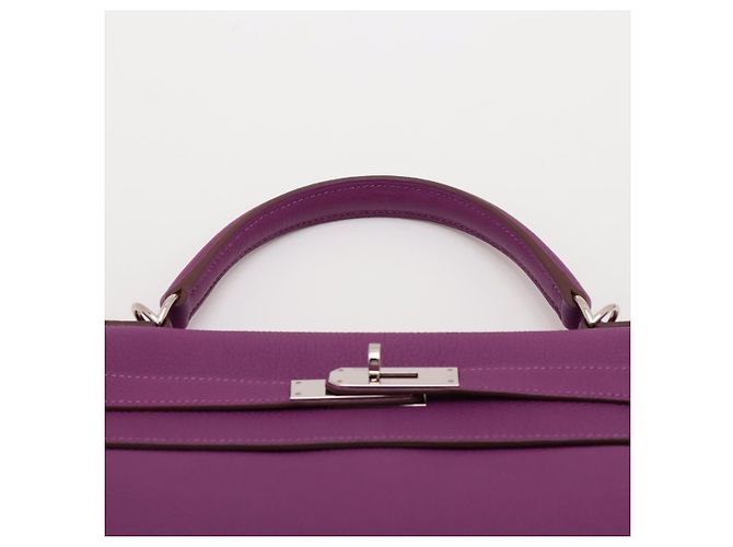 Hermès Kelly 32 Borsa a mano in pelle Togo a 2 manici Anemone Porpora - vista 9