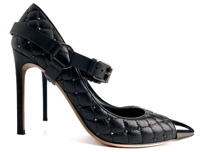 Valentino Garavani Pumps in pelle Rockstud Spike 39 1/2 Neri Nero - vista 3