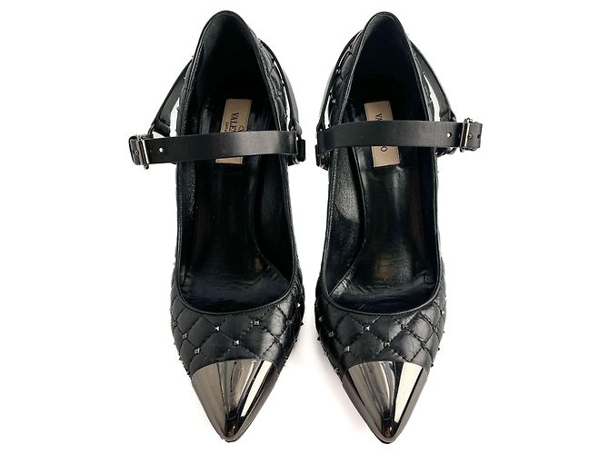 Valentino Garavani Pumps in pelle Rockstud Spike 39 1/2 Neri Nero - vista 4