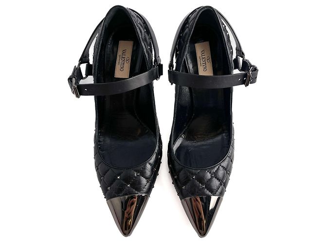 Valentino Garavani Pumps in pelle Rockstud Spike 39 1/2 Neri Nero - vista 5