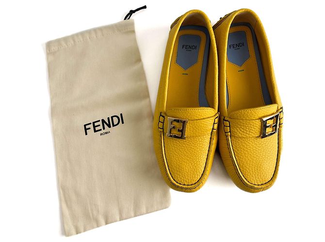 Fendi Mocassino in pelle Baguette 38 1/2 Giallo - vista 10