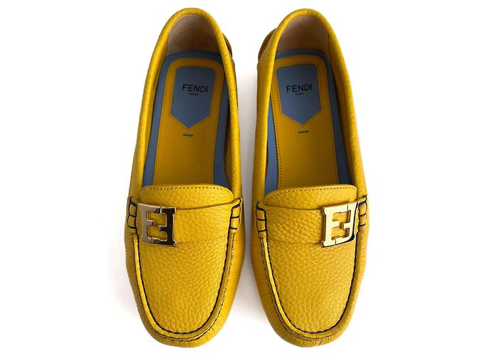 Fendi Mocassino in pelle Baguette 38 1/2 Giallo - vista 3