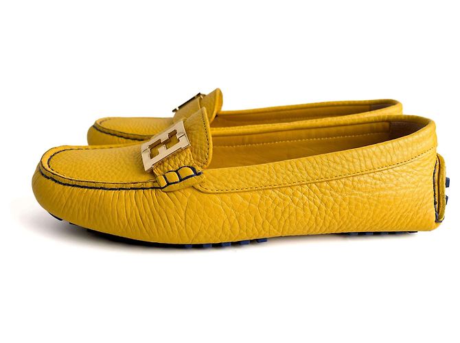 Fendi Mocassino in pelle Baguette 38 1/2 Giallo - vista 4