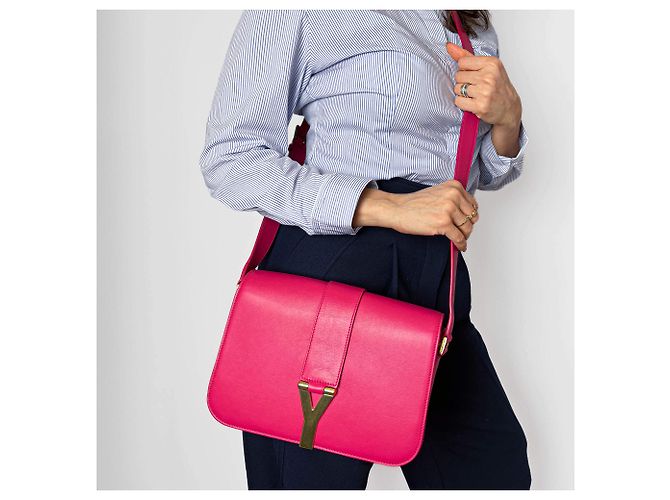 Saint Laurent Borsa a tracolla in pelle Chyc rosa - vista 2