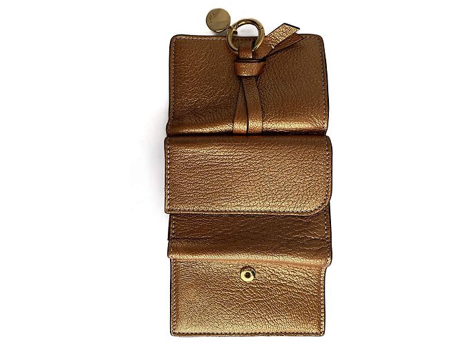 Chloé Alphabet Mini Leather Folding Wallet Metallic Rose - view 10