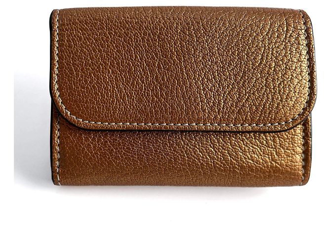 Chloé Alphabet Mini Leather Folding Wallet Metallic Rose - view 4