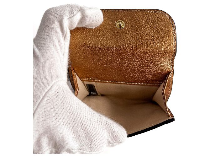 Chloé Alphabet Mini Leather Folding Wallet Metallic Rose - view 8