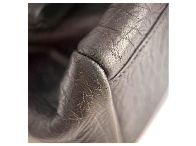 Saint Laurent Bolsa de ombro com aba 2 vias em couro de bezerro grained croco médio Niki cinza - vista 14