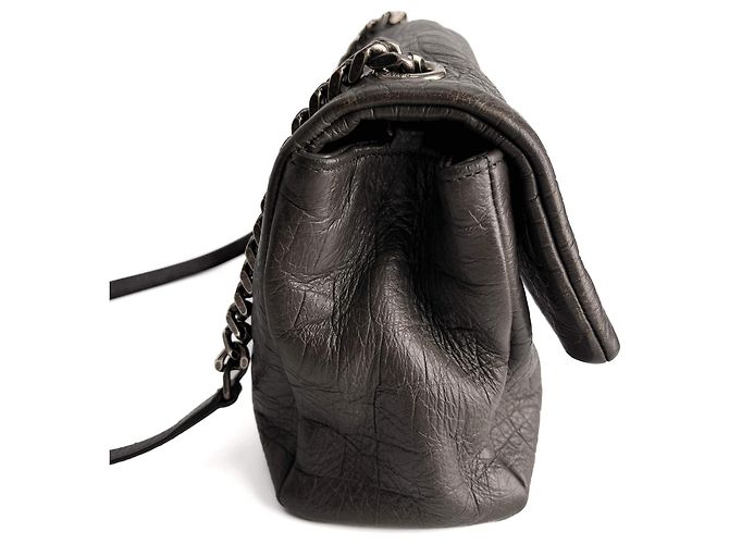 Saint Laurent Bolsa de ombro com aba 2 vias em couro de bezerro grained croco médio Niki cinza - vista 4