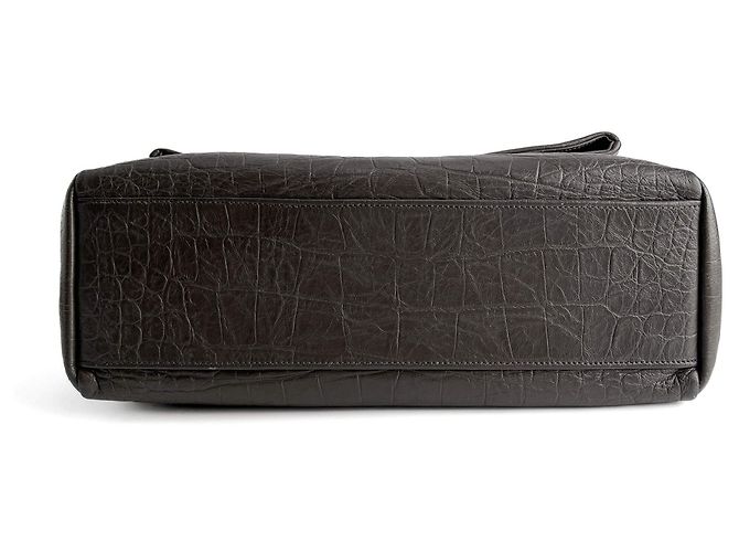 Saint Laurent Bolsa de ombro com aba 2 vias em couro de bezerro grained croco médio Niki cinza - vista 8