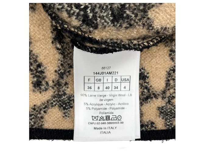 Dior Gonna in cotone ricamata mini 40 leopardo bicolore Multicolore - vista 7