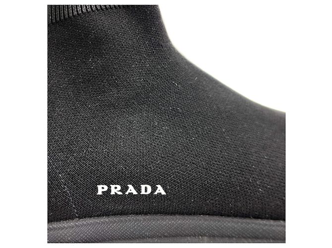 Prada Sock-Style Stoff Plattformstiefel 38 schwarz - Ansicht 11