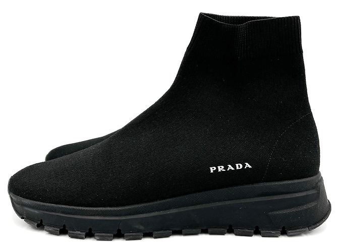 Prada Sock-Style Stoff Plattformstiefel 38 schwarz - Ansicht 2