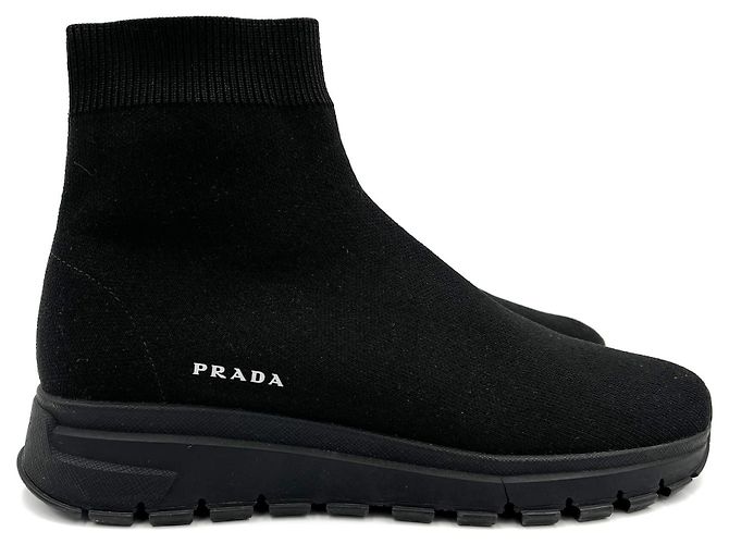 Prada Sock-Style Stoff Plattformstiefel 38 schwarz - Ansicht 4