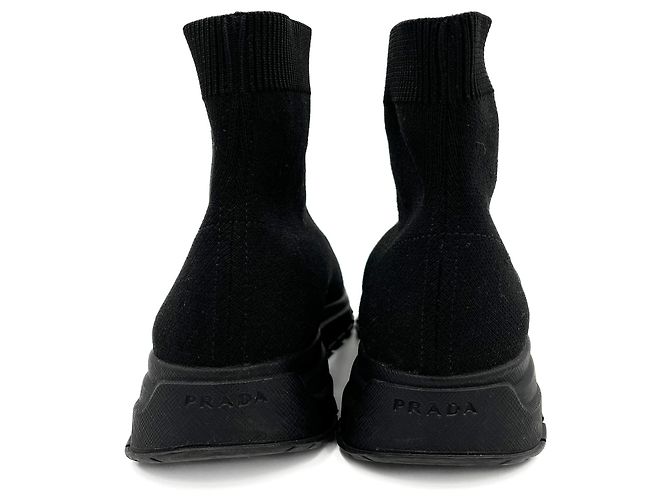 Prada Sock-Style Stoff Plattformstiefel 38 schwarz - Ansicht 5