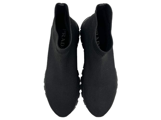 Prada Sock-Style Stoff Plattformstiefel 38 schwarz - Ansicht 6